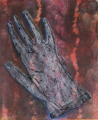 'objet trouv 3', monoprint, buitenmaat 30x40 cm,  2019 Kaj Glasbergen
